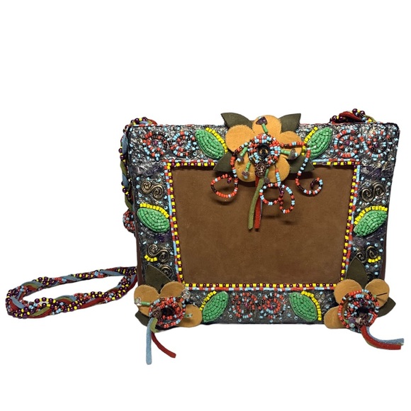 Mary Frances Handbags - Mary Frances embellished beaded handbag with brown suede beaded strap